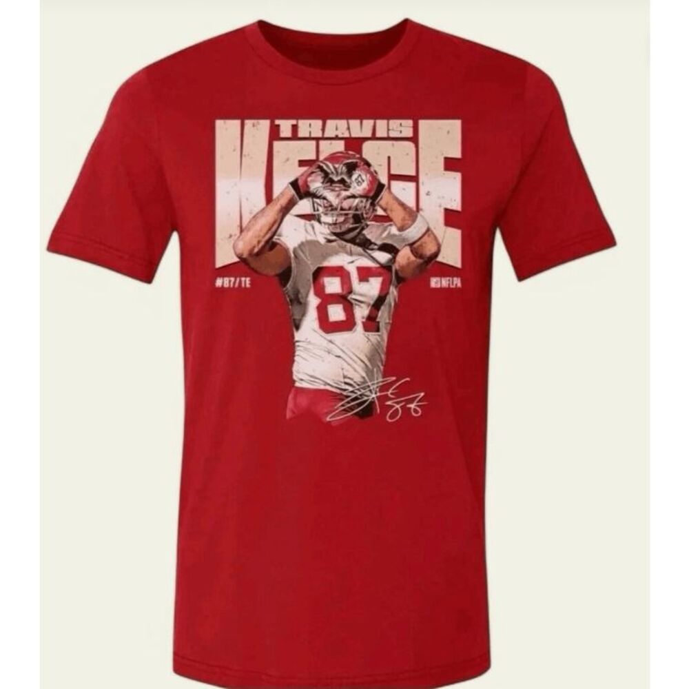 500 Level Officially Licensed Travis Kelce Heart Kansas City Chiefs T-Shirt Red